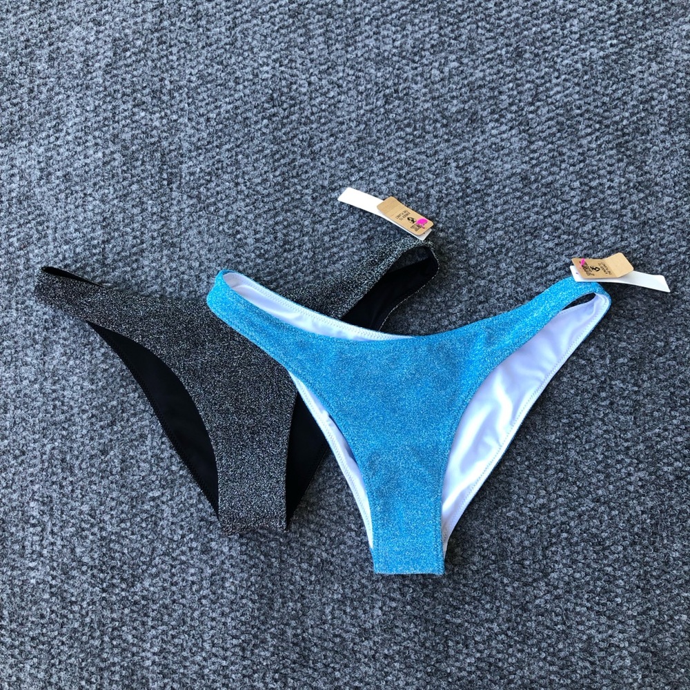 Victoria’s Secret PINK shimmer Brazilian bikini bottom bundle size S
